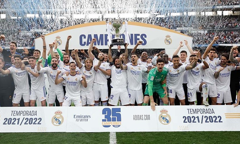 Số lần vô địch La Liga của Real Madrid là 34 lần
